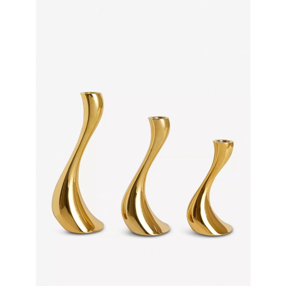 Georg Jensen Cobra Gold Candlestick Set of 3 New